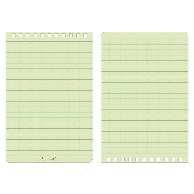 Rite in the Rain Weatherproof Top Spiral Notebook, 4" x 6", Green Cover, Universal Pattern, 6 Pack (No. 946L6) - Image 2